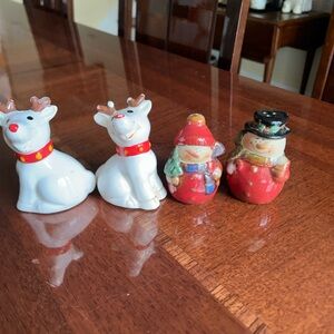 Source Unknown Festive Figurines Set - Red and White salt and pepper sets